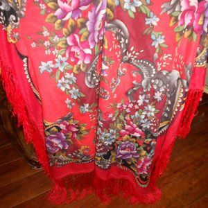 Vintage Ornate Design Silk Tablecloth or Large Shawl